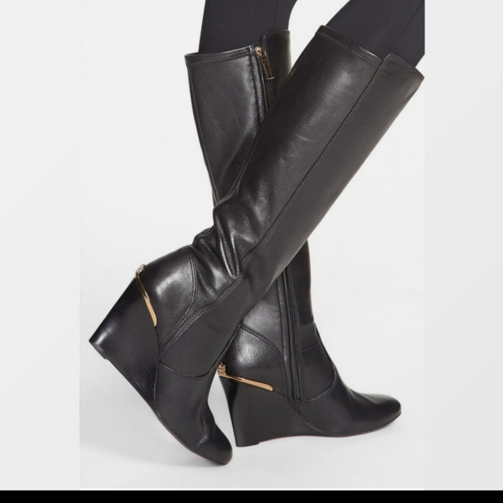 Tory Burch black wedge boots